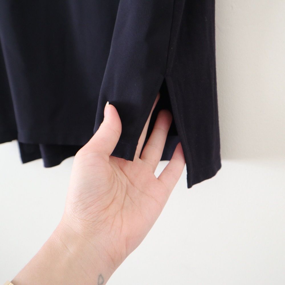 Theory Size S Roliet Modern Silk Satin & Jersey Mixed Tank Top Navy Blue Black - Picture 8 of 12